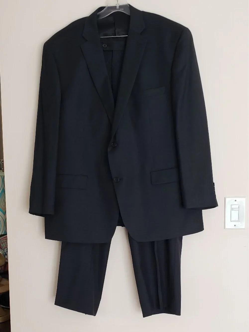 Tasso Elba Mens 50R Charcoal /Gray Wool Blazer Jacket Pants 45x29 Pleated Macy’s